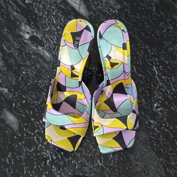 BRAND NEW BAMBOO UNTOLD 21 1960s STAINED GLASS SQUARE TOE MULE HEELS SANDAL - Picture 2 of 16